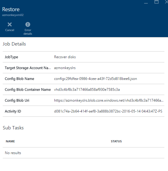 Azure Recovery Services - Restore Complete